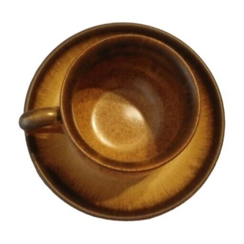 Vtg Denby brown drip made in England stoneware tea cup coffee mug with saucer - Picture 5 of 10